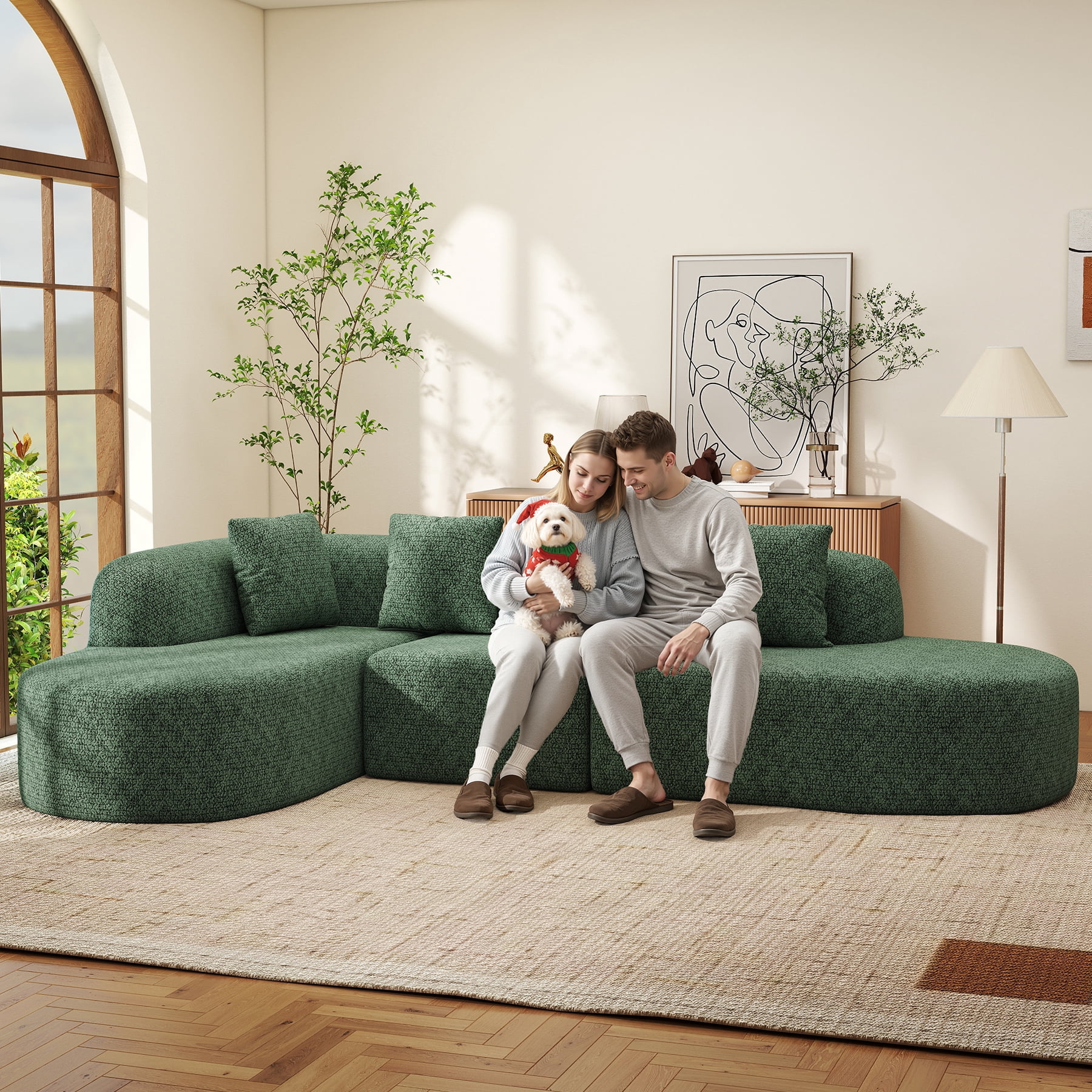 Daluvenix 114 Inch Boneless Couches for Living Room Modern Modular Sectional Sofa with Left Chaise L-Shape Cloud Sectional Couch