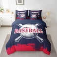 thumbnail image 2 of Homewish 3D Baseball Kids Bedding Comforter Set 7pcs, Cartoon Ball Game Player King Bedding Sets, Navy Red Sports Theme Reversible Bed Sheets, Lightweight Room Decor, 2 of 7