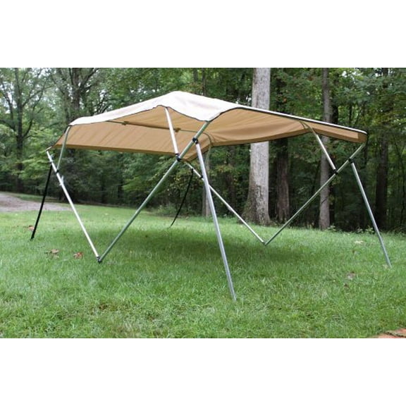 New tan/beige Pontoon / Deck Boat Vortex 4 Bow Bimini Top 12' Long, 85-90" Wide, 54" High, Complete Kit, Frame, Canopy, and Hardware (FAST SHIPPING - 1 TO 4 BUSINESS DAY DELIVERY)