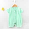 thumbnail image 2 of KAUOD Baby Boys Button down Jumpsuits Short Sleeve Soft Lightweight Rompers Toddler Wide Leg Plain Crew Neck Rompers Clothes, 2 of 8