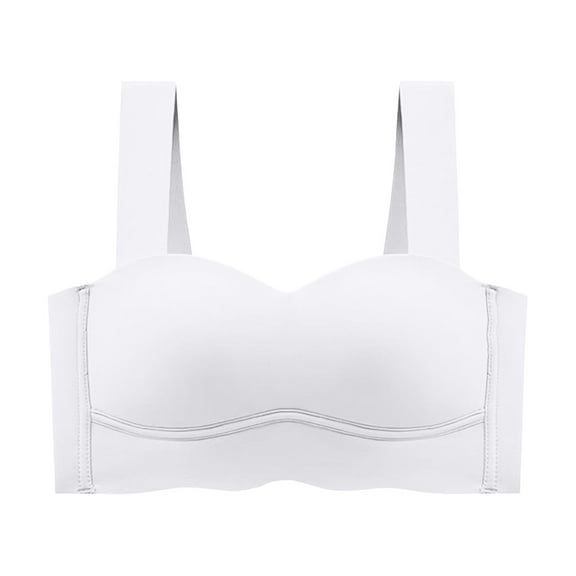 Training Bra for Girls Women No Underwire Bra Feature V-Neck Strapless Bra Style W-1760 Hook and Eye Closure Cotton Sports Bra White L