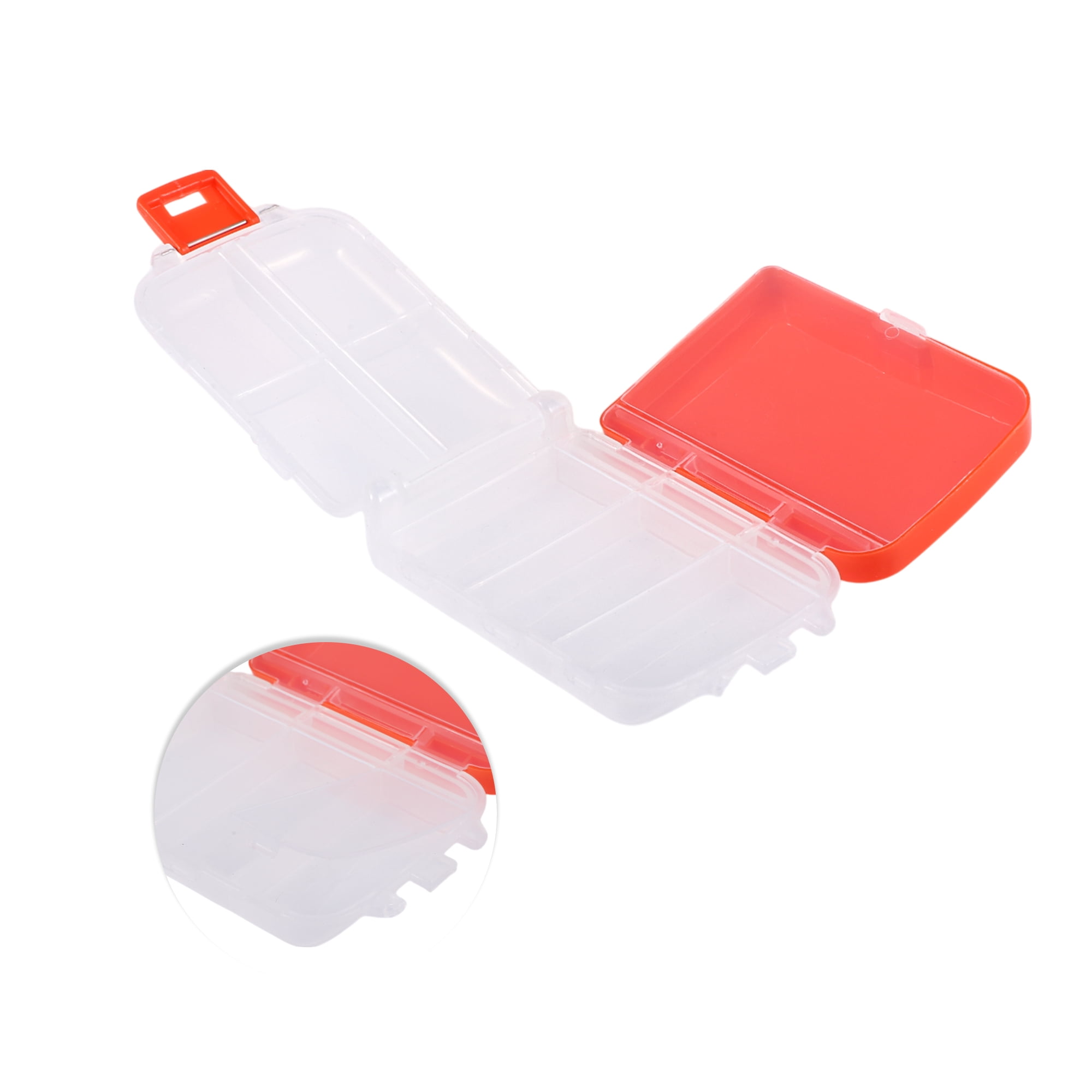 Unique Bargains Useful Durable 8 Grids 3 Fold Pill Case for Travel 1 Pc Clear, Orange