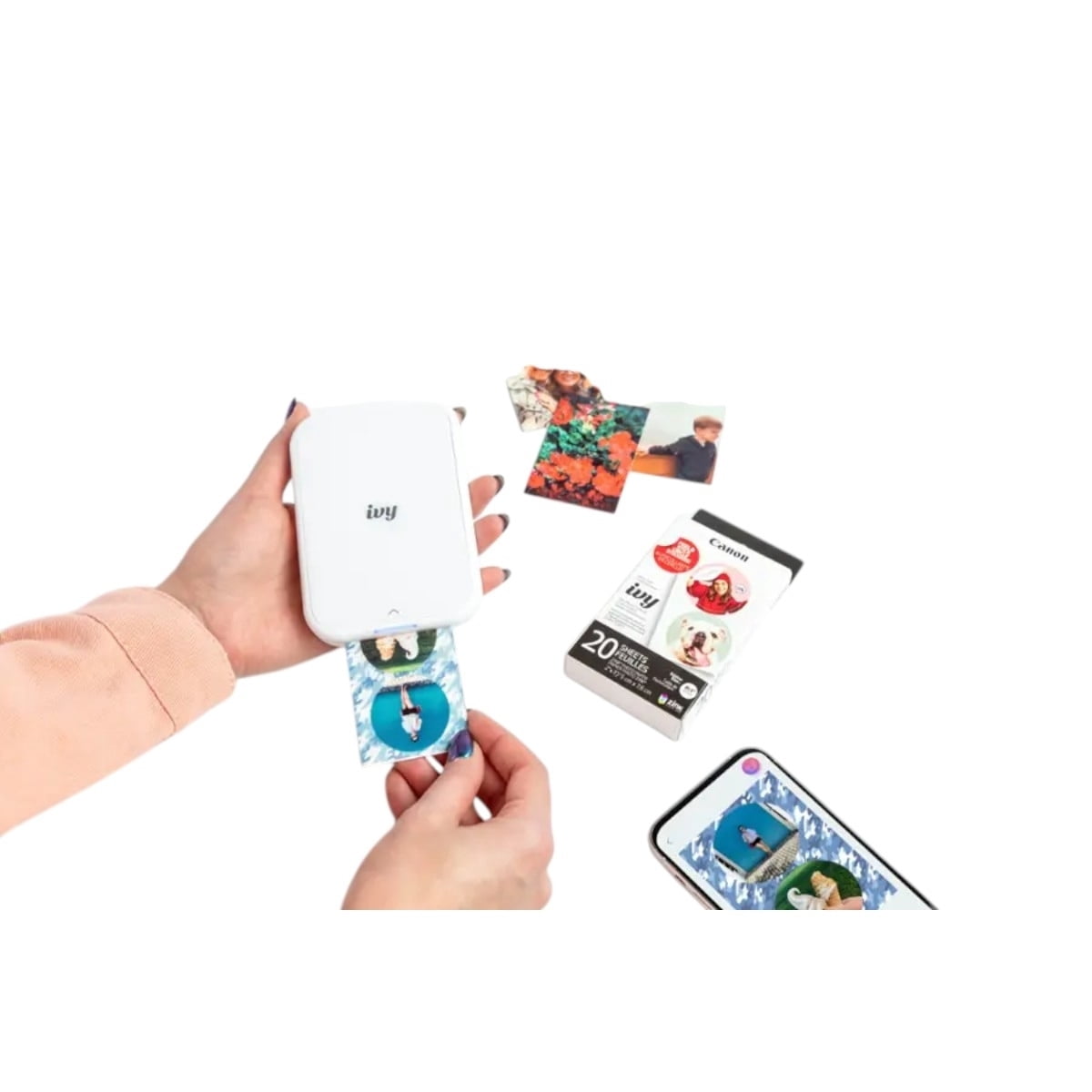 Open Box Canon IVY Mini 2nd Gen Photo Printer Bluetooth 5.0 ZINK Technology Pure White PV-223-PW