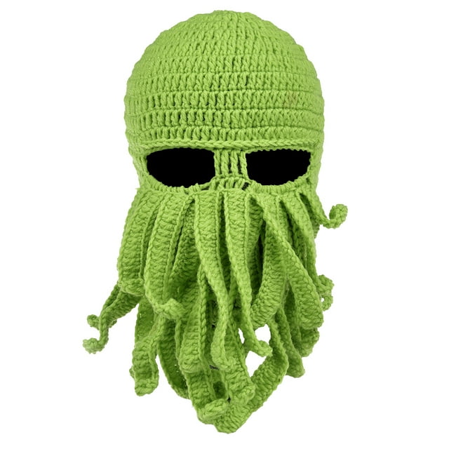 Octopus Cthulhu Beard Hat Beanie Hat Knit Hat Winter Warm Octopus Hat Windproof Funny Men Women Hat Cap Wind Ski Mask in Green