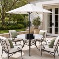 thumbnail image 4 of Round Outdoor Tablecloth with Umbrella Hole and Zipper, Black Solid Color Texture Fitted Table Cover with Elastic Edge for 55-60 Inch, Simple Black Stripes Waterproof Patio Tablecoths for Picnic, 4 of 9