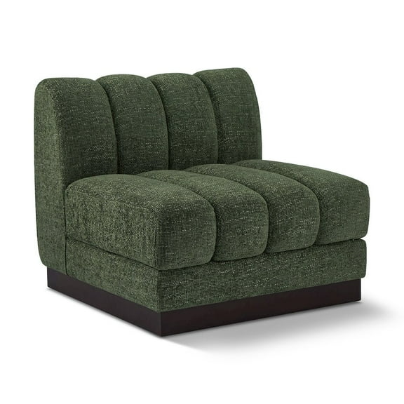 Meridian Furniture Quinn Green Chenille Fabric Armless Chair
