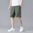 thumbnail image 4 of SWSMCLT Men's Cotton Cargo Shorts Mid Rise Shorts Gym Cargo Elastic Casual Bermuda Walking Shorts Knee Length Pocket Army Green 32, 4 of 4