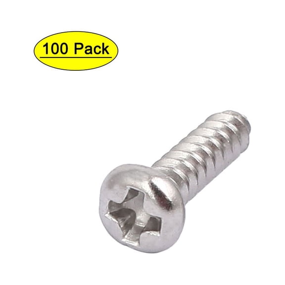 M3x12mm 304 Stainless Steel  Round Pan Head Self Tapping Screws 100pcs