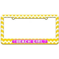 Beach Girl Pink, Island Palm Trees License Plate Tag Frame, Multiple Colors