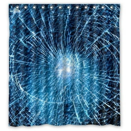 GreenDecor Best Blue Glass Broken Broken Glass Waterproof Shower Curtain Set with Hooks Bathroom Accessories Size 66x72 (Best Obscure Glass For Bathroom)