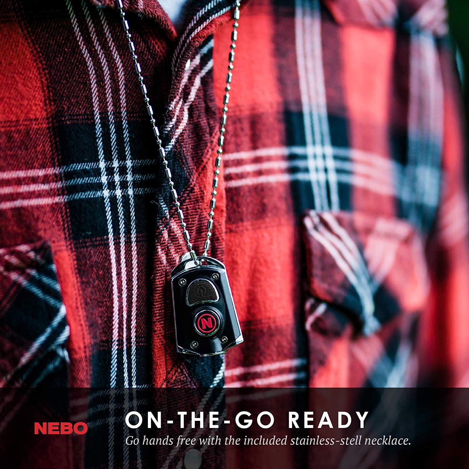 Lanyard or Keyring NEBO 400-Lumen Key Chain Flashlight: Features 6 Unique Light Modes MYCRO 6714 Including 400 Lumen Turbo Mode and 3 LED Color Options; Easily Secured via Necklace Silver