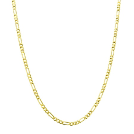Nuragold 10k Yellow Gold 2mm Figaro Chain Link Pendant Necklace, Womens Mens Jewelry 16" - 26"