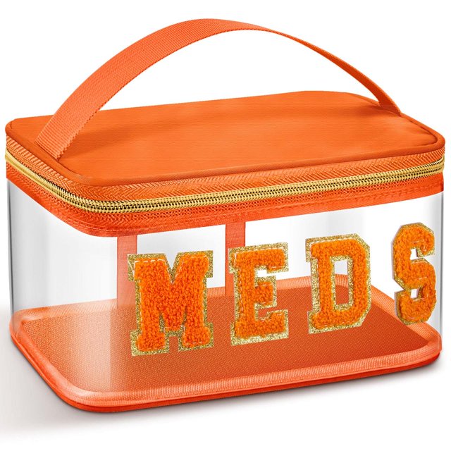 Bolsa de cosméticos Geetery Chenille Letter Orange Nylon 23x15x12 cm
