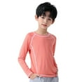 thumbnail image 4 of GYRATEDREAM Kids Summer Moisture Wicking Sports T-Shirt Round Neck Long Sleeve Solid Color Undershirt Quick Dry T-Shirt Boys & Girls Childs 4 Years-14 Years, 4 of 8