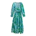 thumbnail image 2 of Ketyyh-chn99 Robes pour Femmes Grande Taille Robe d'Été Robe Extensible Manche à Volants à Étages Robe Trapèze Courte Vert,P, 2 of 4