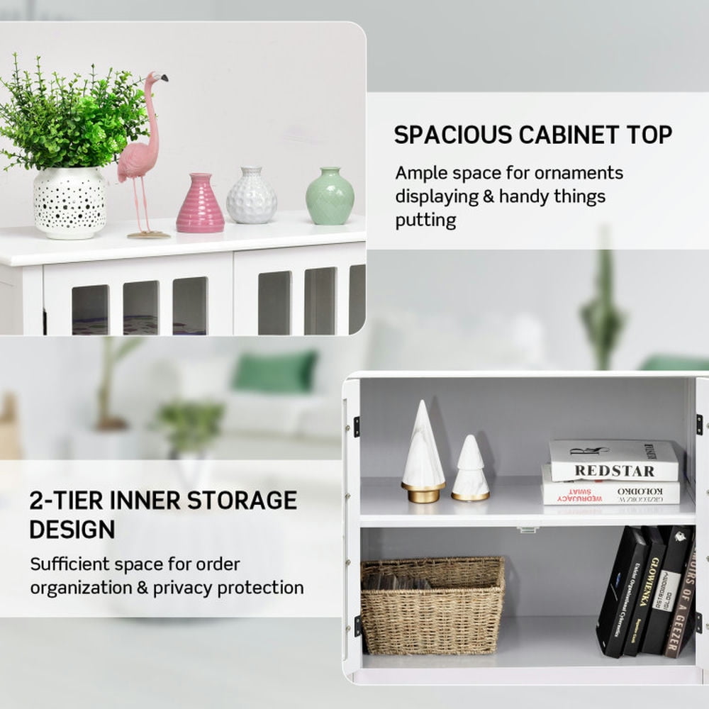 Finihen Kitchen Storage Cabinet, Buffet Sideboard, Glass Door Sideboard Console Storage Buffet Cabinet, for Dining Room, Kitchen, Living Room, White Finihen Kitchen Storage Cabinet, Buffet Sideboard, Glass Door Sideboard Console Storage Buffet Cabinet, for Dining Room, Kitchen, Living Room, White