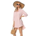 thumbnail image 5 of Spencer Women Swimsuit Cover Up Shirt Bikini Beach Coverup Beachwear Bathing Suit Chiffon Beach Dress "M, Pink", 5 of 9
