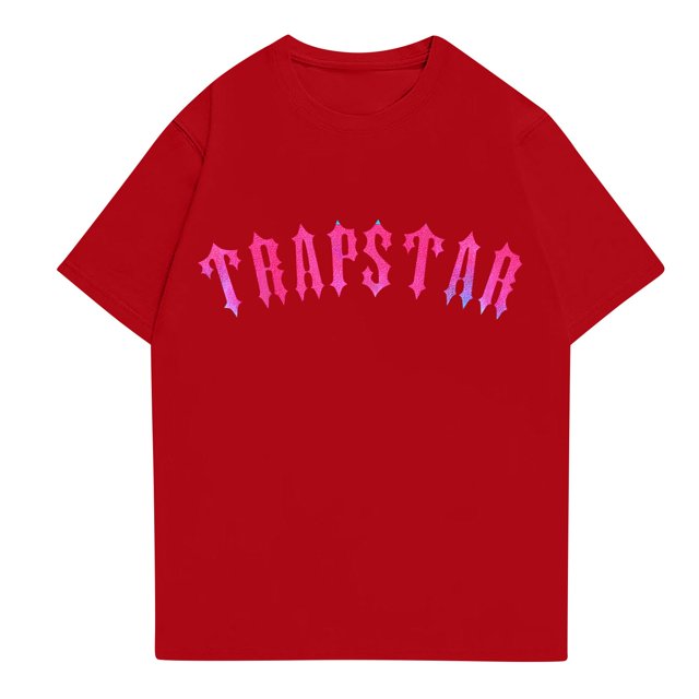 T-shirts pour Femmes Trapstar T-Shirt Imprimé pour Femmes Décontracté Graphique Junior Filles Manches Courtes tee-Shirt Original avec Col Rond(Rouge, 2TG)
