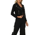 thumbnail image 4 of INSPIRE CHIC Women's Corduroy Notched Lapel Zip Up Motorcycle Jacket, 4 of 5