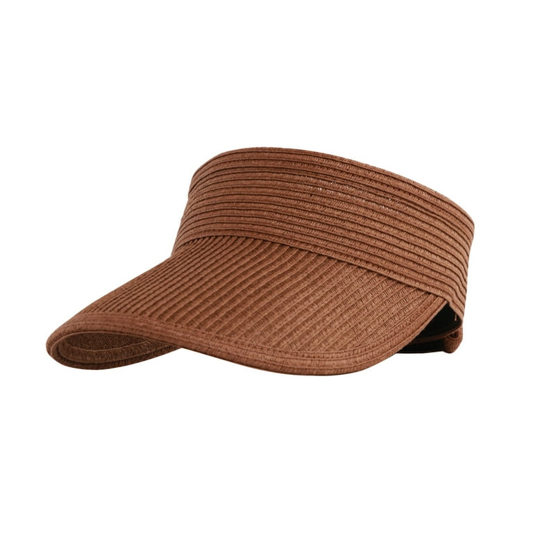 Summer Woman Sun Hats Female Outdoor Visor Caps Straw Hat Empty Top Hat  Fishing Vacation Beach Caps,Chocolate 