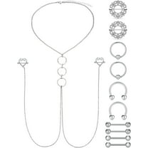 Briana Williams Nipple Rings with Choker Necklace, 14G, Nipple Piercing