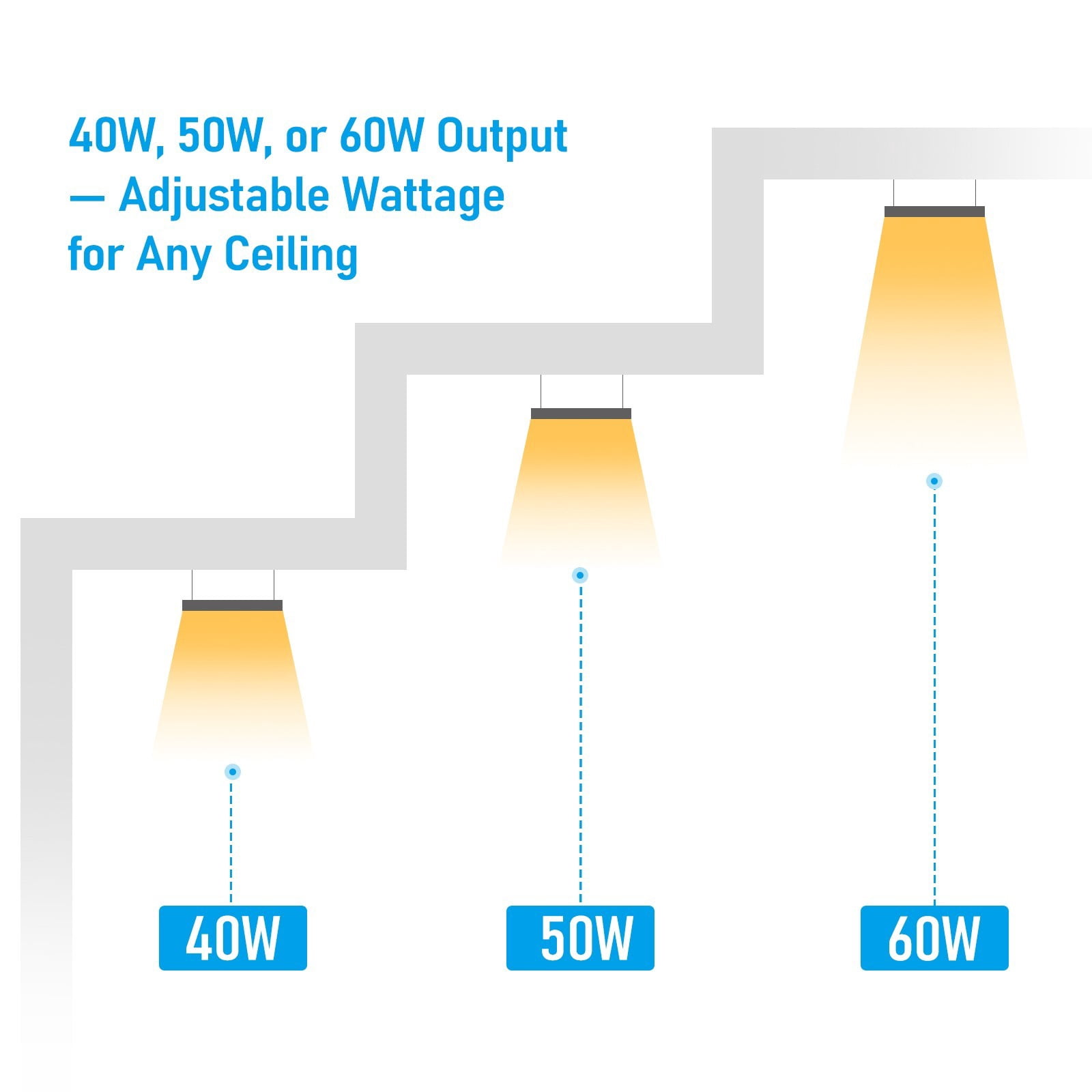 2 Pack 4FT 3CCT Linkable LED Linear Light Fixture, 60W Down and 25W Up Light Ultra Bright Suspended Shop Light for 18ft High Bay, AC 100-277V, 3000K/4000K/5000K Selectable, Black