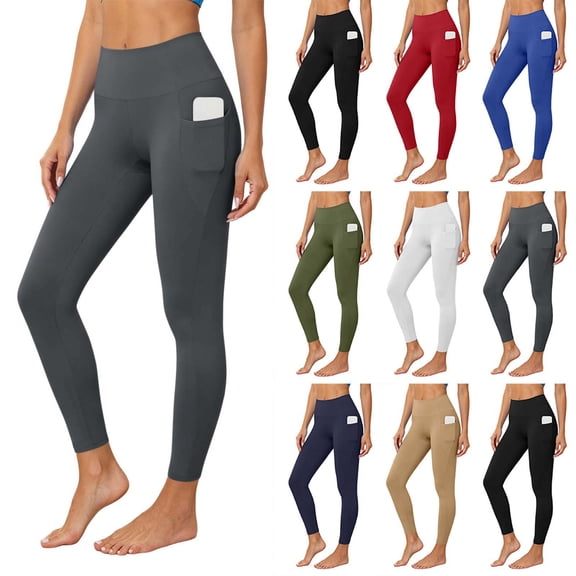 Dzrciro Yoga Pants Women, High Waist Tummy Control Leggings with Side Pockets, Comfort Fitness Running Workout Pants S-2XL