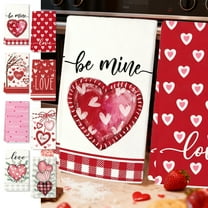 Yhmxh Valentines Day Kitchen Towels, Valentine Dish Towels Set of 2, Farmhouse Valentine's Hearts Rose Dish Hand Towel with Black White Buffalo Plaid, Love Gifts Decor for Lover Girlfriend