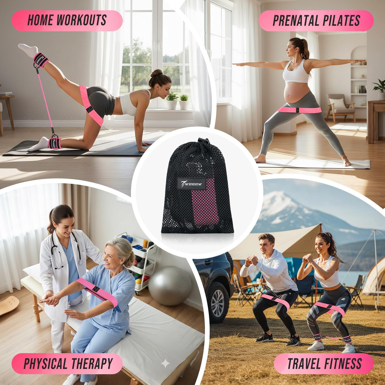 Resistance Bands Set - Ankle Resistance Bands with Cuffs for Legs & Glute Workout, Fabric Booty Bands for Women, Home Gym Exercise Equipment for Hip, Pilates, Fitness, Yoga, Physical Therapy