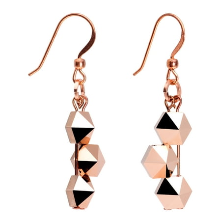 Copper Crystal Earrings - Body Candy Handcrafted Copper Plated Geometric Fishhook Earrings for Women Created with Swarovski Crystals