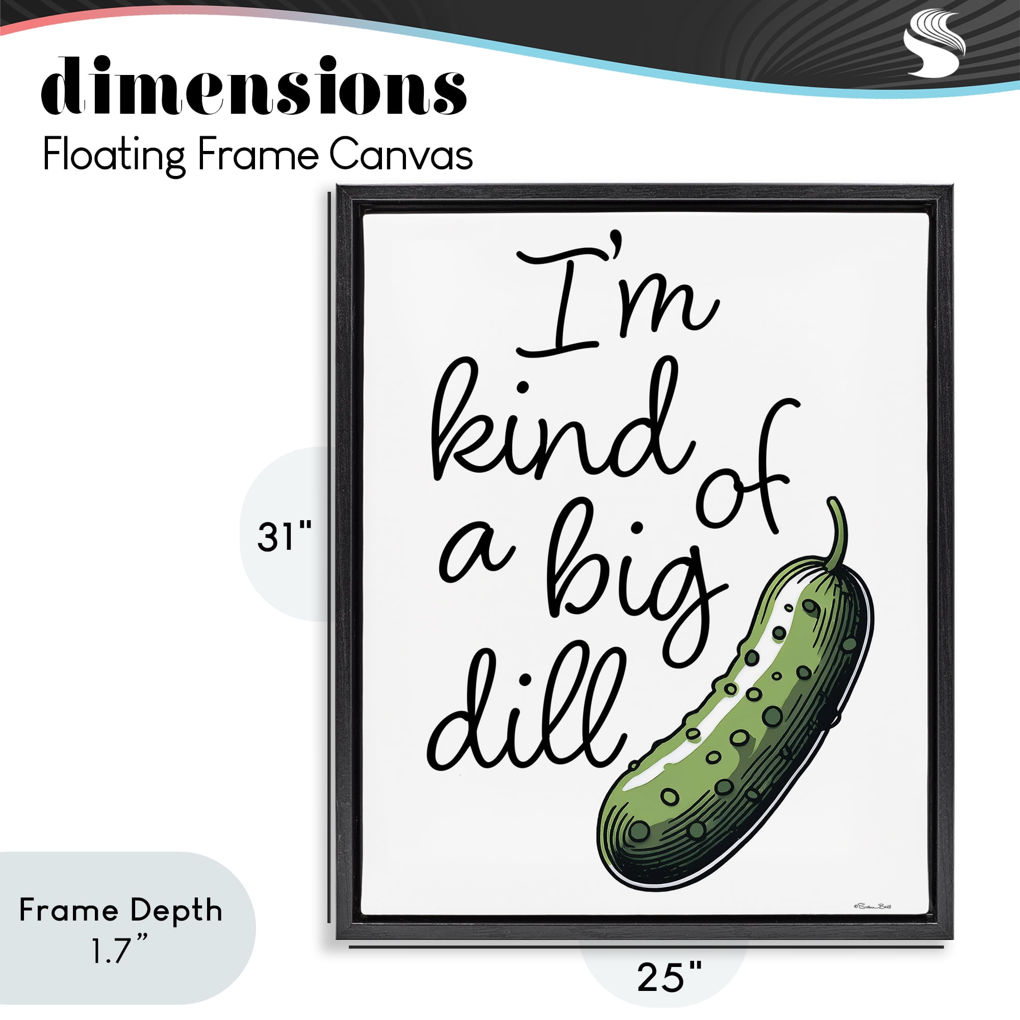 Stupell Industries Kind Of A Big Dill Pickle Black Framed Floater Canvas Wall Art, design by Susan Ball