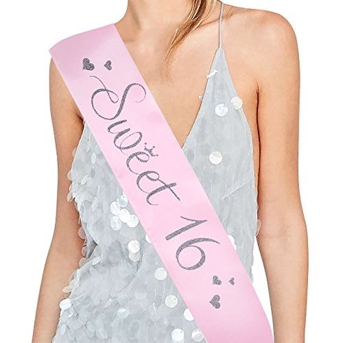 Pink 16th Birthday Satin Sashes Sweet 16 Gifts Light Up Flashing Girls Party