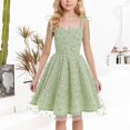 thumbnail image 2 of XXWXYD Children Suspender Dress Mesh Embroidery Bow Skirt Pinafore Jumper Fashion Cute Par𝗍y School Outfit Girls Toddler Kid Casual Play, 2 of 8