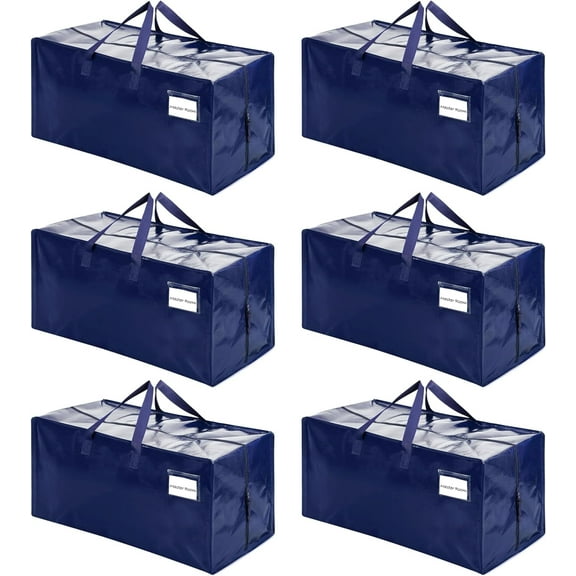 VENO 6 Pack Moving Bags w/Backpack Straps, Moving Boxes & Storage Bins Alternative, Packing Supplies, Camping Accessories Totes for Storage, Dorm Room Essentials Storage Bags (Blue)