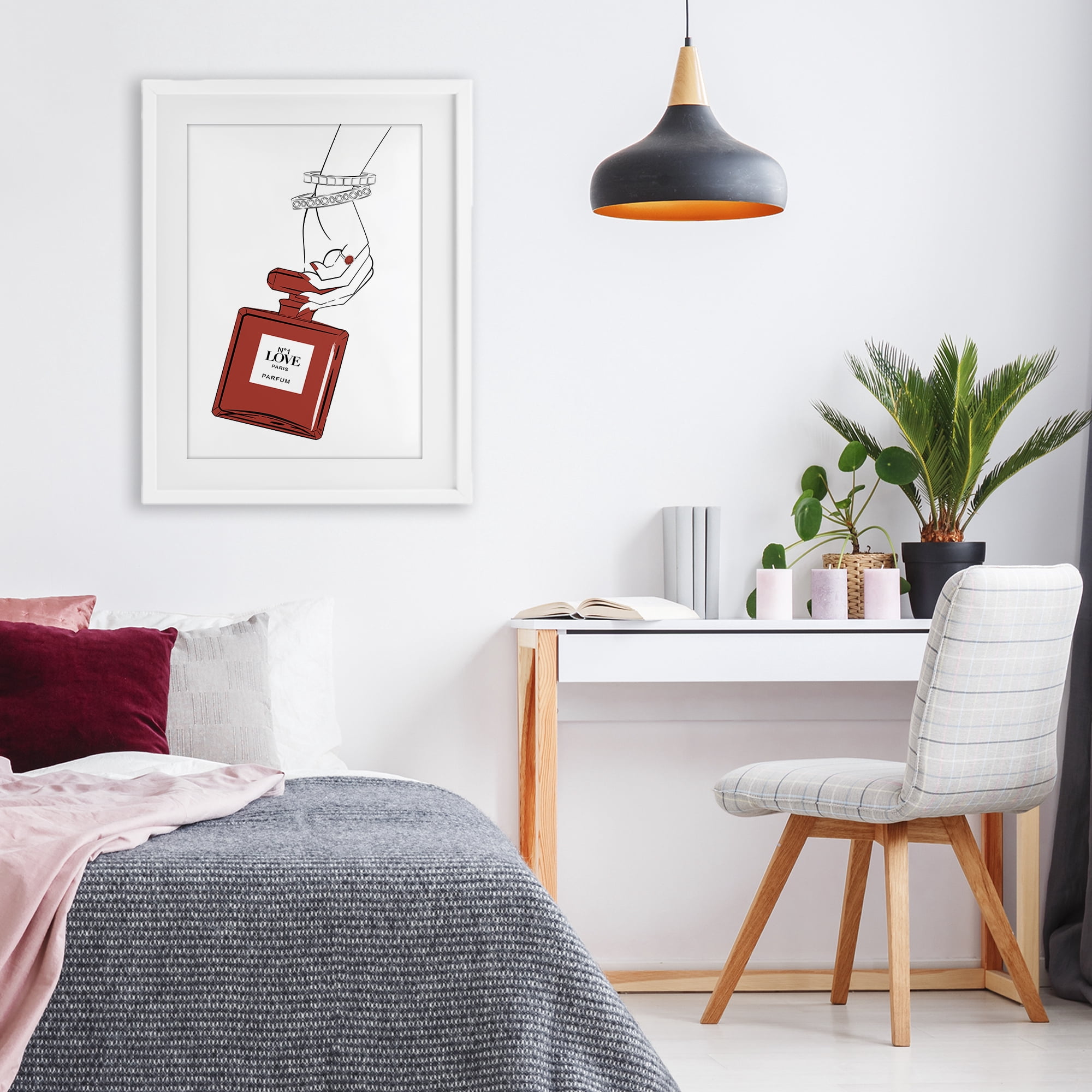 Stupell Industries Red Perfume In Hand White Framed Print Under Glass, design by Martina Pavlova