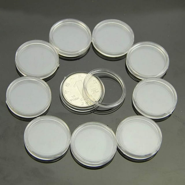Yazoeia 10pcs 25mm Applied Clear Round Cases Coin Storage Holder Round CJC912-154884