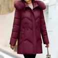 thumbnail image 4 of Scyoekwg Womens Jacket Clearance Clothing Winter Zipper Plus Thickened Fleece Warm Jacket Long Cotton Coat Solid Color Outwear Casual Loose Long Sleeve Outerwear (Wine,XXXXXXL), 4 of 6