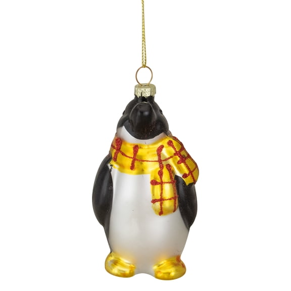 Northlight Glass Penguin Christmas Ornament - 3.75" - Black, White and Yellow