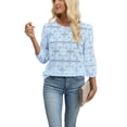 thumbnail image 4 of WIHOLL Blouses for Women Lace Tops Dressy 3/4 Length Sleeve Business Casual Outfits Vacation Spring Summer Clothes, 4 of 10