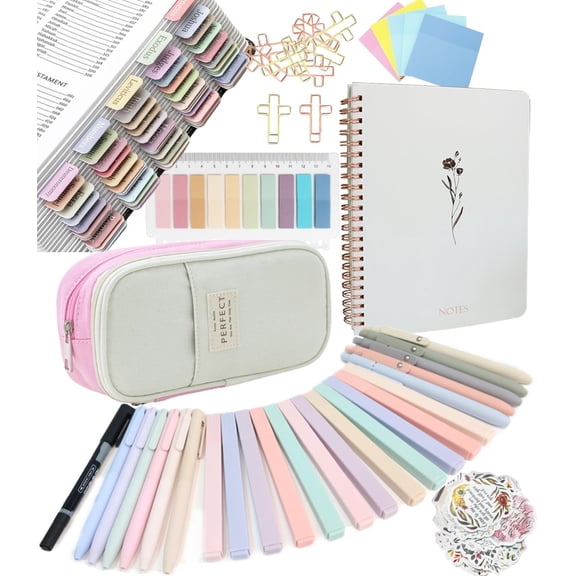 157pcs Bible Study Supplies Complete Bible Journaling Kit, Bible Accessories Set with Journal, Pen Case, Tabs, Tape, Highlighters and Pens No Bleed,Christian Gifts for Women