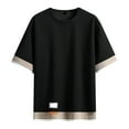 thumbnail image 5 of European Color Blocked Round Neck T Shirt for Men Business Casual Loose Fit Comfortable Short Sleeve Tee Mens Casual Crew Neck Basic Tees, 5 of 6