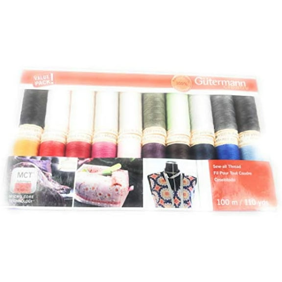 Gütermann 20-Spool Polyester Sewing Thread Set, 100m Each, Assorted Colors, Part 734015-1