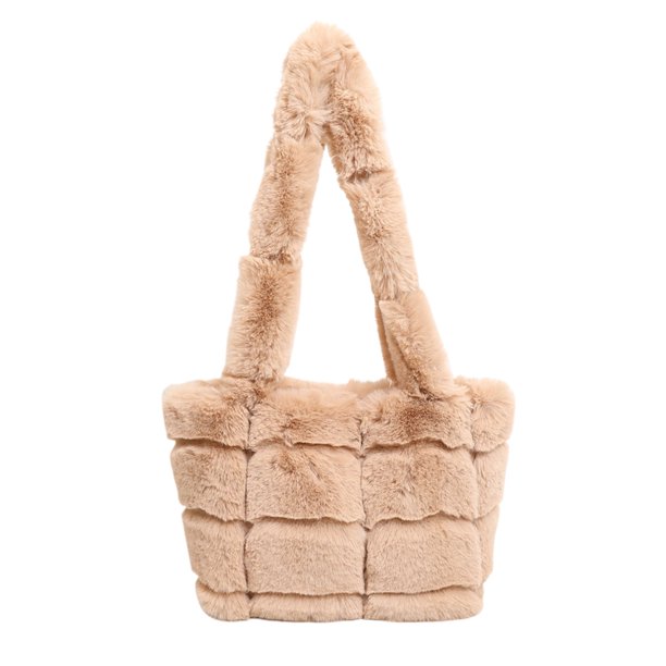 Bolso Esponjoso Lindo Nube Con Clip Felpa Suave Y Cruzado Un Hombro para Mujer (Caqui)