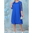 thumbnail image 2 of Women'S Plus Size 1/2 Sleeve Floral Embroidery Chiffon Wedding Guest Dress for Wedding Guest Blue XL, 2 of 4