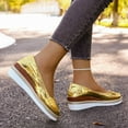 thumbnail image 5 of Pandaie Women's Slip on Casual Shoes Leather Espadrilles Wedge Loafers Round Toe Walking Office Business Work Fashion Sneakers Gold 6, 5 of 8