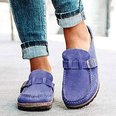 

2024 Women Suede Clogs Mules Garden Loafer Shoes Memory Foam Slipper Casual Sneakers Comfortable Slip on Sandals Anti-Slip Backless Home Office Walking Shoes