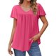 thumbnail image 1 of Ploknplq Tshirts Shirts for Women,Going Out Tops for Women,Shirts for Women,Daily Casual V Neck Shirts Short Sleeve Tops Blouses Loose Fit Shirt,Womens Blouses,Loose Shirts for Women Hot Pink XL, 1 of 4