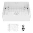 thumbnail image 6 of 28 Inch Ceramic Kitchen Sink,Included Stainless Steel Dish Grid&Basket Strainer, Easy to Clean,Utility Sink for Workstation, Kitchen,White, 6 of 7