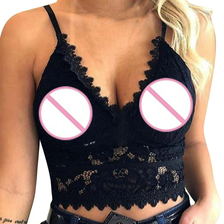 Women Sexy Lace See Through Bralette Lingerie Crop Top Bra Bustier Cami Vest  Tank