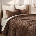 thumbnail image 4 of EVERGRACE Velvet Quilt Set King Size, Luxurious Soft Striped Channel Bedding Set, Lightweight Velvet Comforter for All Season, Oversized Bedspread Coverlet with 2 Matching Shams, Rust Brown, 4 of 8
